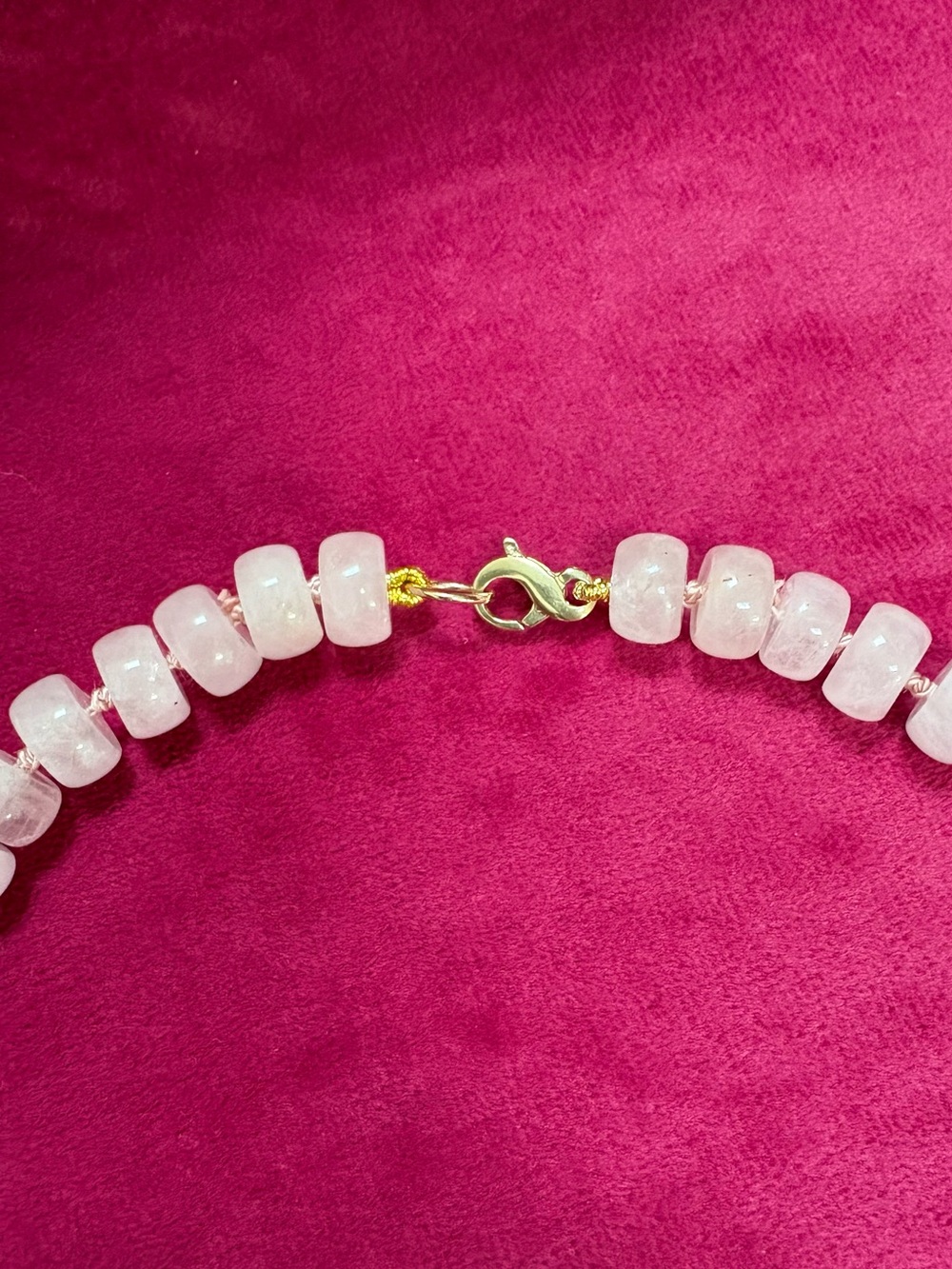 Adina Reyter Blush Pink Gemstone Beaded Necklace 9K Yellow Gold Rose Quartz $398 - Picture 10 of 16